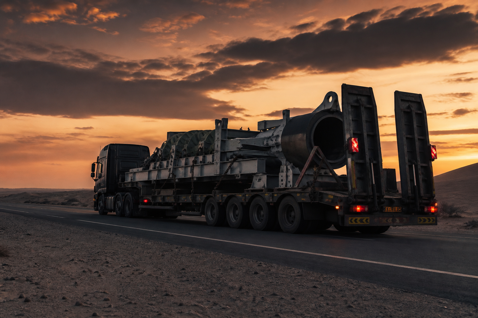 Heavy equipment transported by road