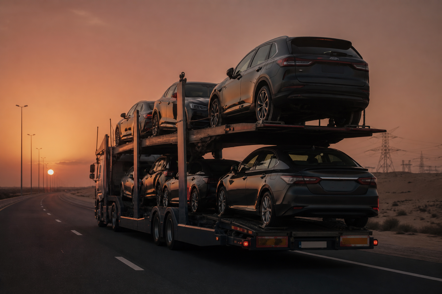 Equipment loaded for road transport